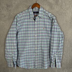 Polo Ralph Lauren Shirt Mens Size 2XL XXL Blue Green Long Sleeve Flesh Pony